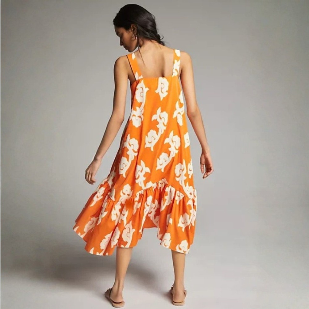 Anthropologie x Exquise Orange‎ Phoebe Flounced Maxi Dress Size Medium - Picture 3 of 12